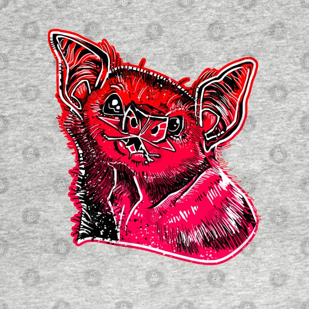 GOT BLOOD? Neon cute Vampire bat face shirt RED by KO-of-the-self